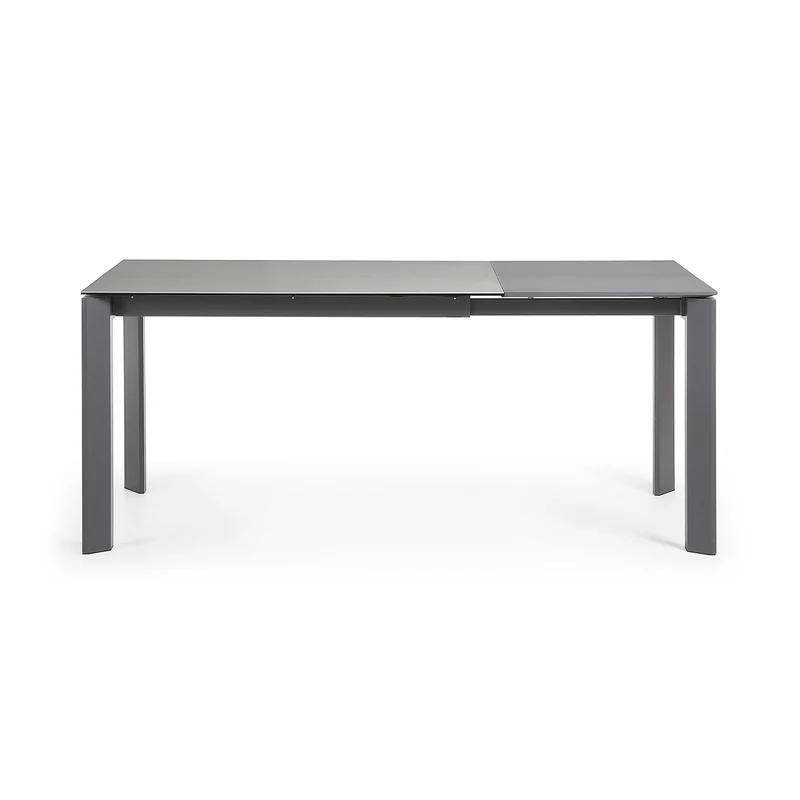 Axis extendable ceramic table in Hydra Plomo finish, anthracite steel legs 120 (180) cm
