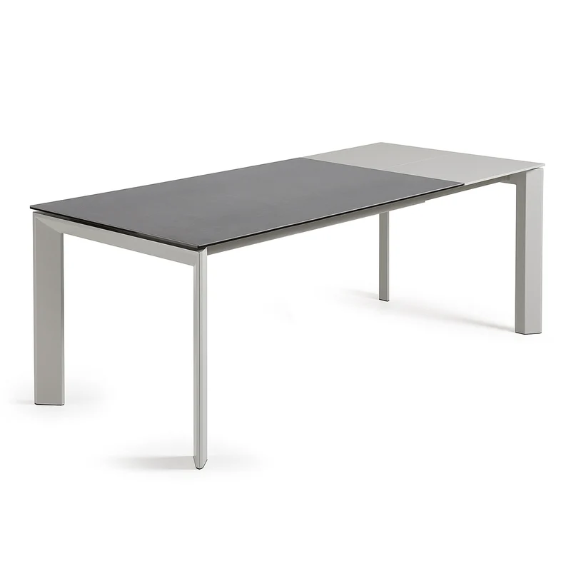 Axis porcelain extendable table in Volcano Rock finish with grey legs 160 (220) cm