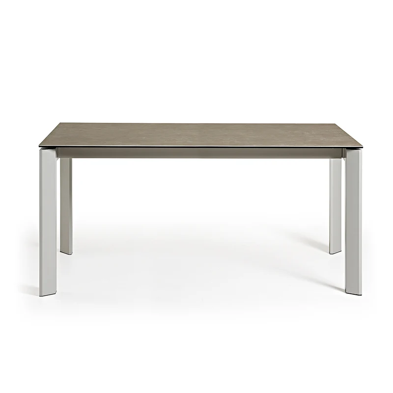 Axis extendable ceramic table with Vulcano Ceniza finish and grey steel legs 160 (220) cm