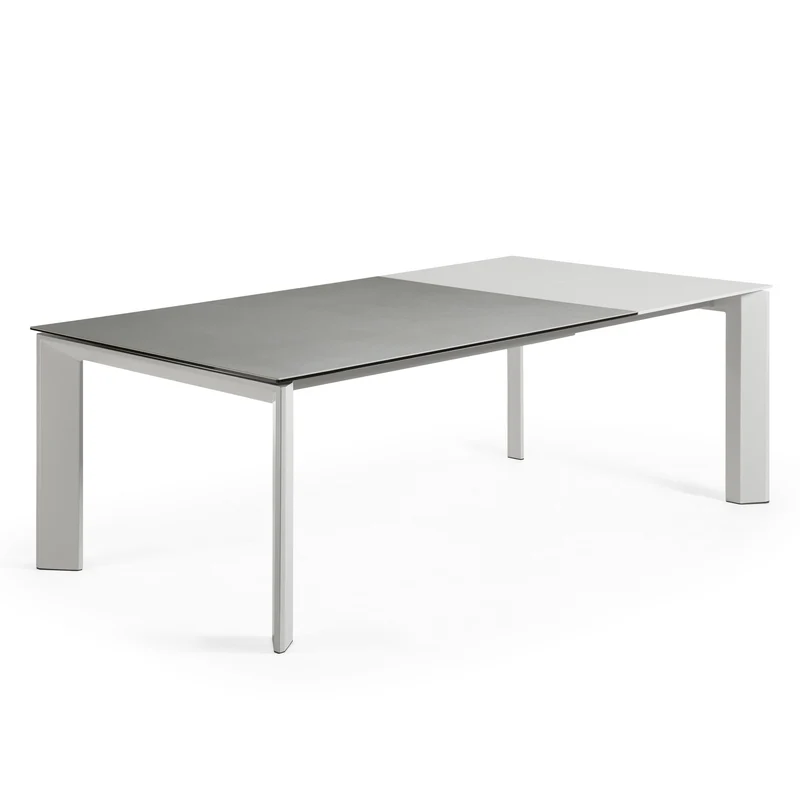 Axis porcelain extendable table in Hydra Lead finish with grey legs 160 (220) cm