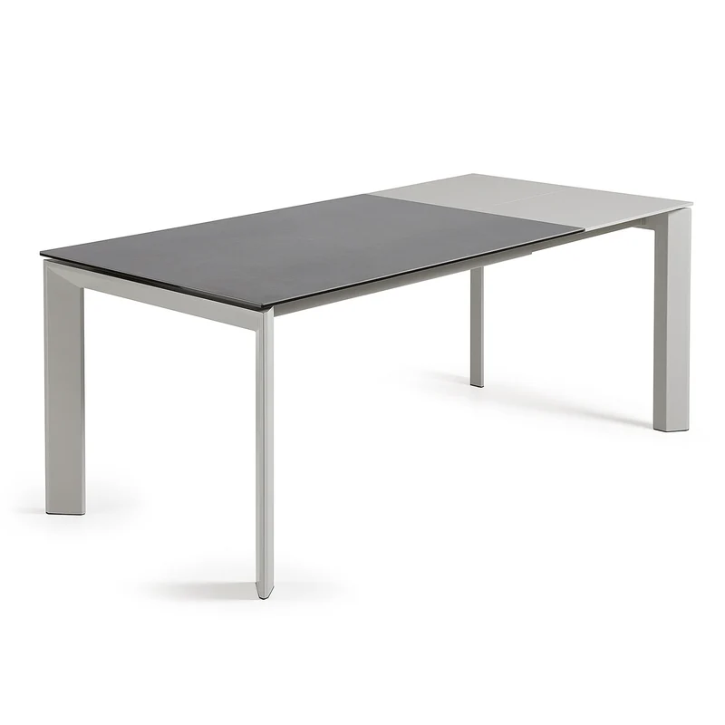 Axis porcelain extendable table in Volcano Rock finish with grey legs 140 (200) cm