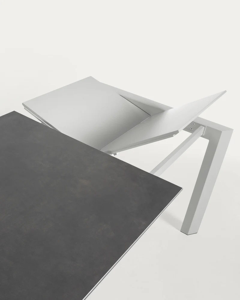 Axis porcelain extendable table in Volcano Rock finish with grey legs 140 (200) cm