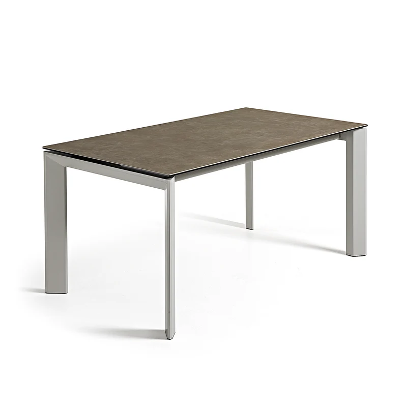 Axis porcelain extendable table in Volcano Ash finish with grey steel legs 140 (200) cm
