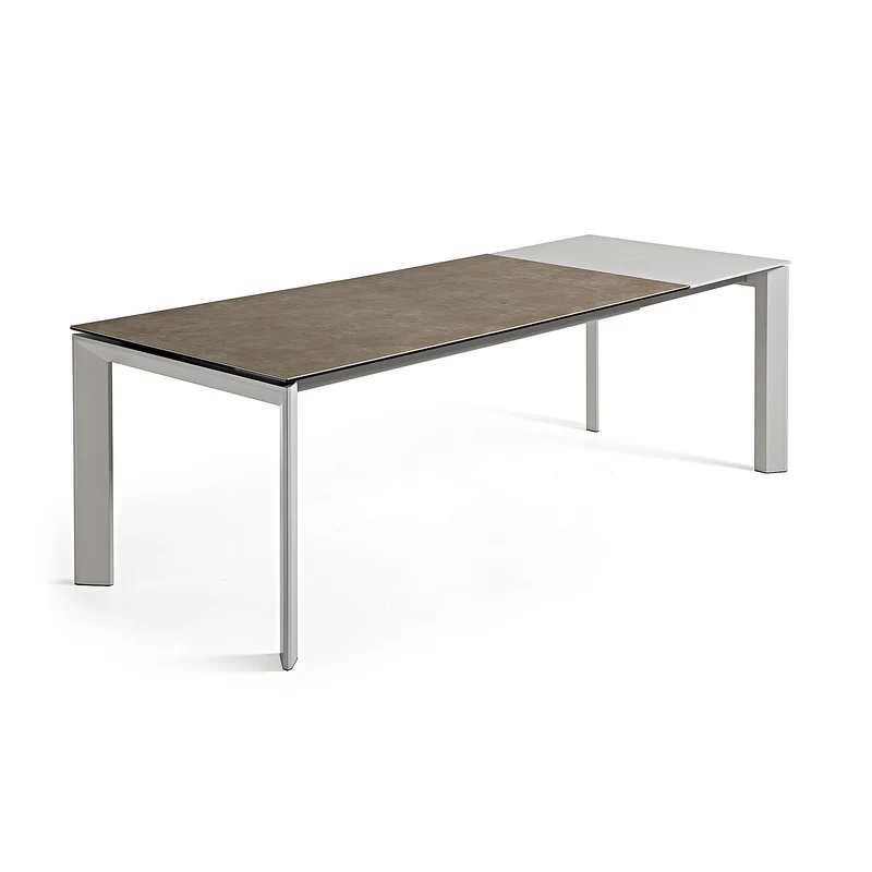 Axis porcelain extendable table in Volcano Ash finish with grey steel legs 140 (200) cm