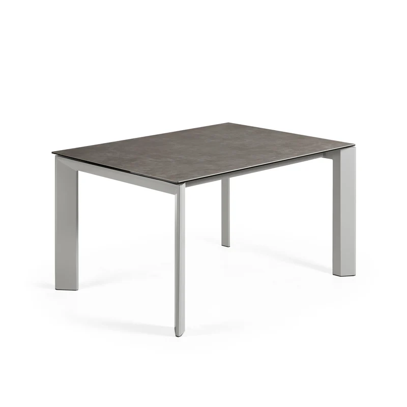 Axis porcelain extendable table in Volcano Ash finish with grey steel legs 140 (200) cm