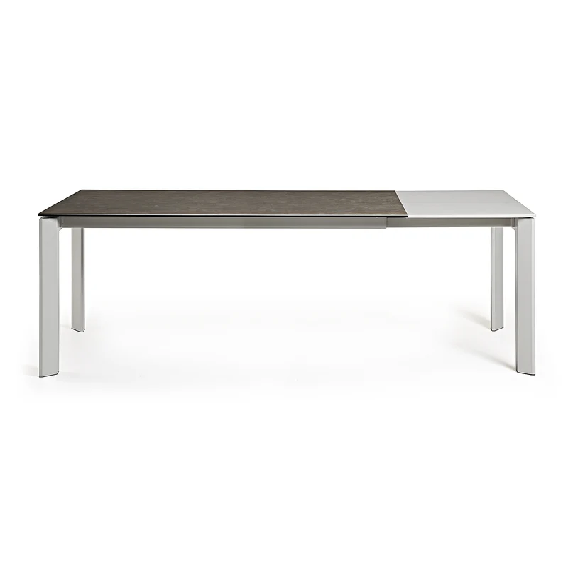 Axis porcelain extendable table in Volcano Ash finish with grey steel legs 140 (200) cm