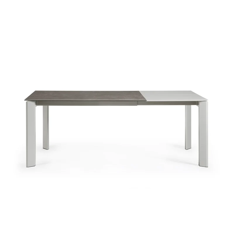 Axis porcelain extendable table in Volcano Ash finish with grey steel legs 140 (200) cm