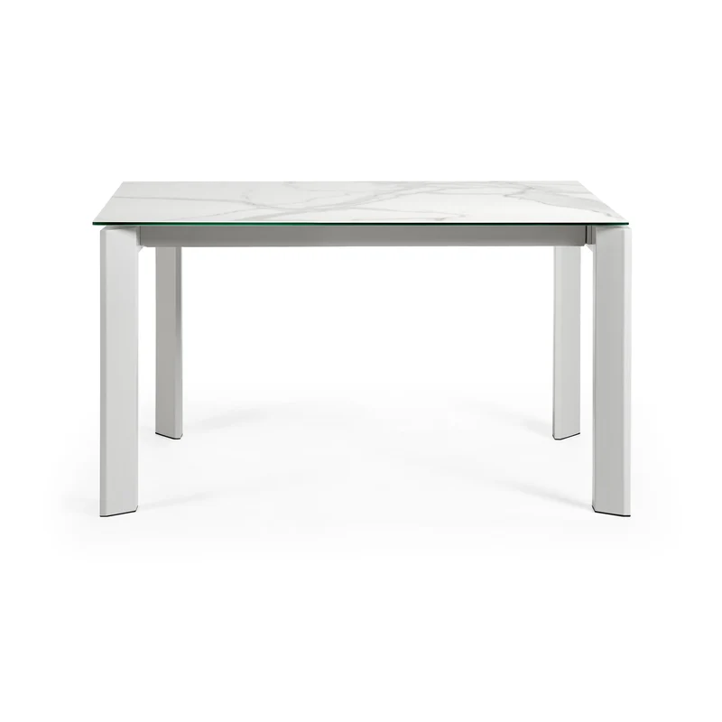 Axis porcelain extendable table in White Kalos finish with grey legs 140 (200) cm