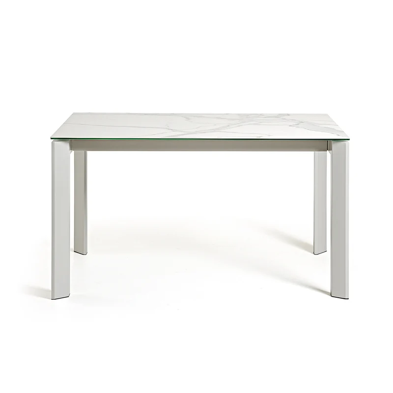 Axis porcelain extendable table in White Kalos finish with grey legs 140 (200) cm