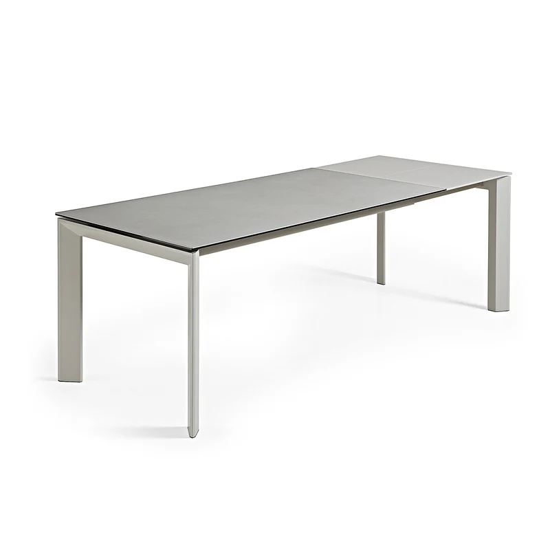 Axis porcelain extendable table in Hydra Lead finish with grey steel legs 140 (200) cm