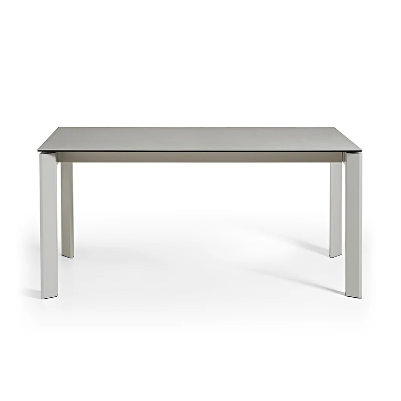Axis porcelain extendable table in Hydra Lead finish with grey steel legs 140 (200) cm