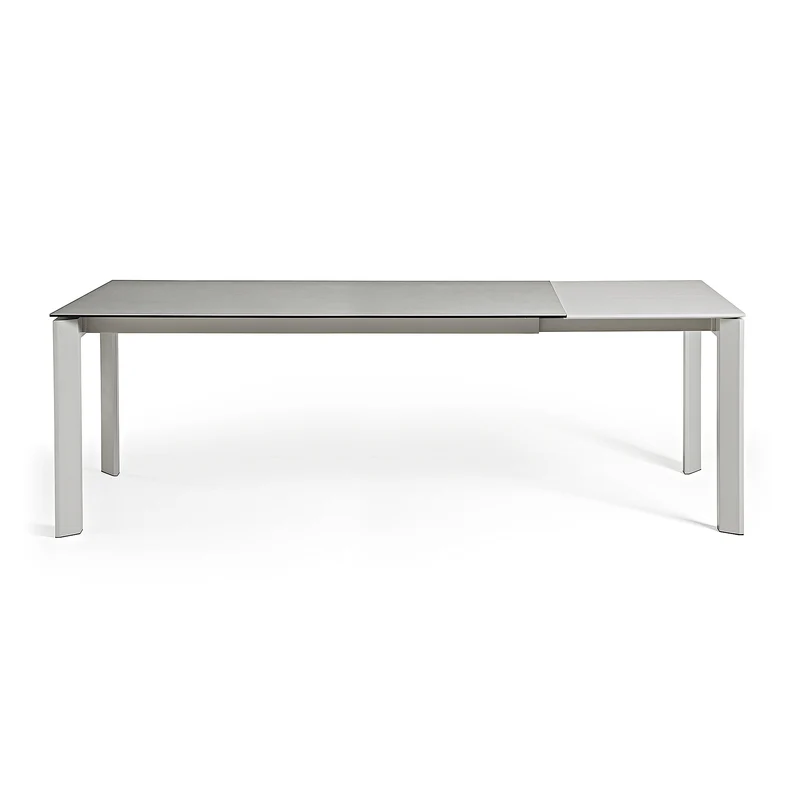 Axis porcelain extendable table in Hydra Lead finish with grey steel legs 140 (200) cm