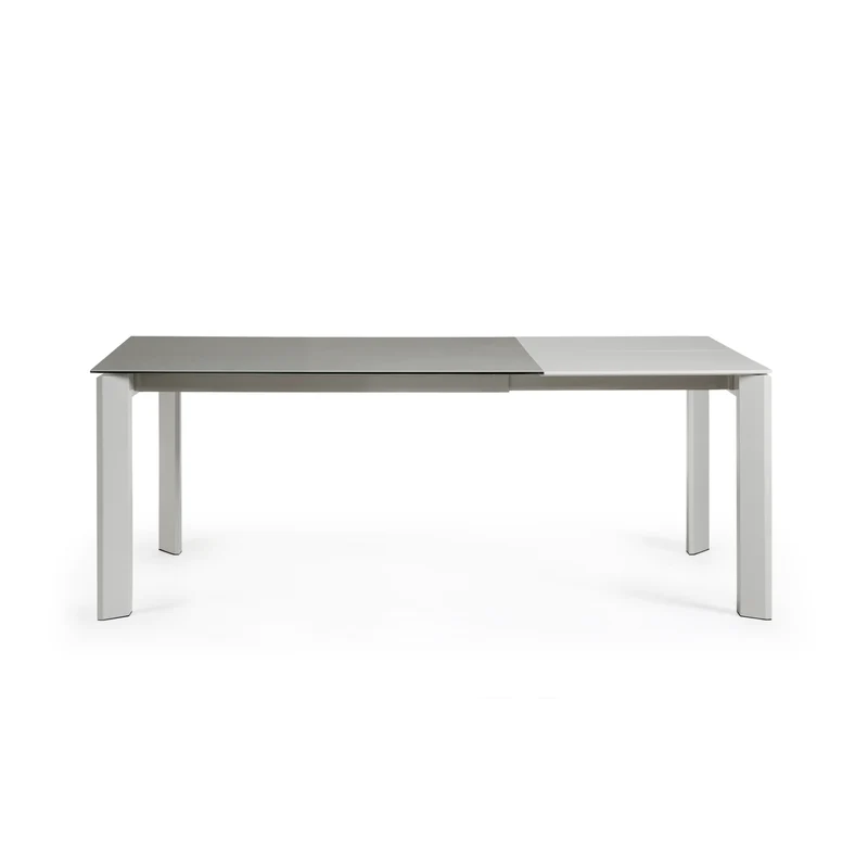 Axis porcelain extendable table in Hydra Lead finish with grey steel legs 140 (200) cm