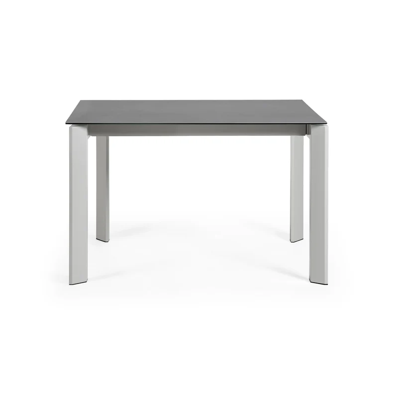 Axis porcelain extendable table in Volcano Rock finish with grey steel legs 120 (180) cm