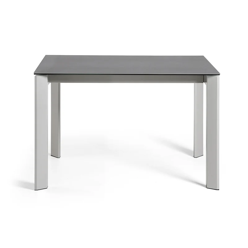 Axis porcelain extendable table in Volcano Rock finish with grey steel legs 120 (180) cm