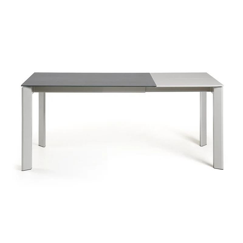 Axis porcelain extendable table in Volcano Rock finish with grey steel legs 120 (180) cm