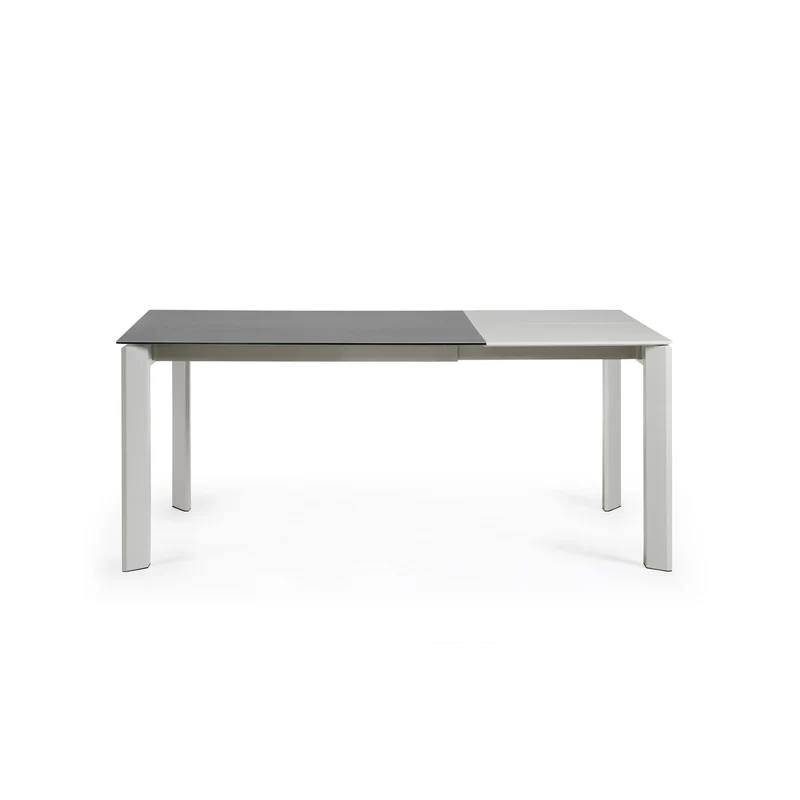 Axis porcelain extendable table in Volcano Rock finish with grey steel legs 120 (180) cm