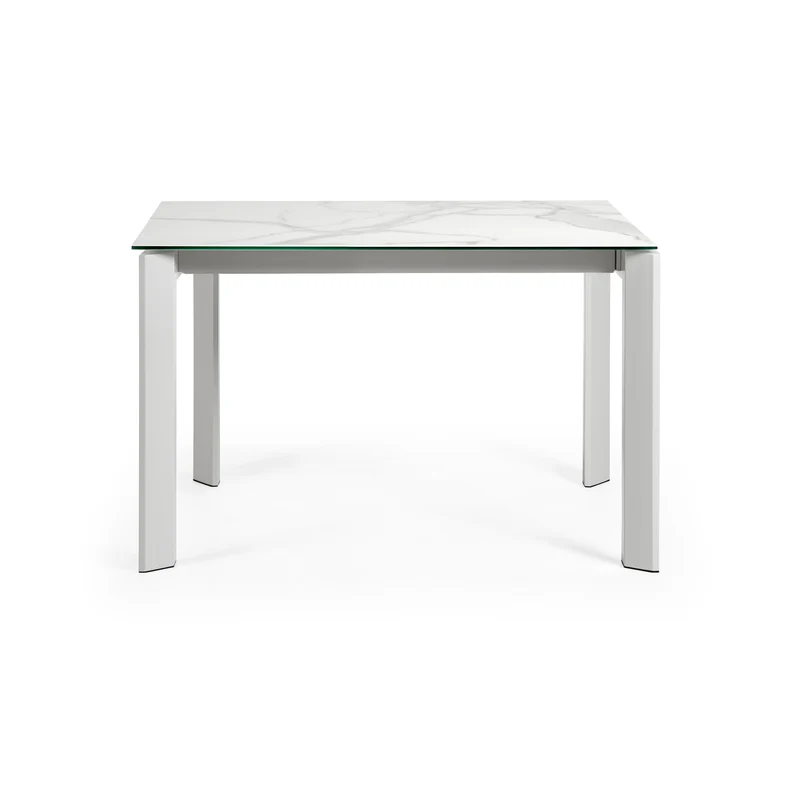 Axis porcelain extendable table in White Kalos finish with white legs 120 (180) cm