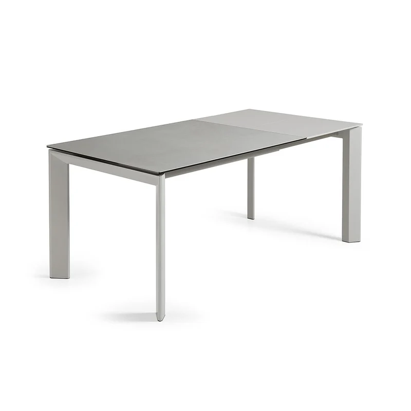 Axis extendable ceramic table with Hydra Plomo finish and grey steel legs 120 (180) cm