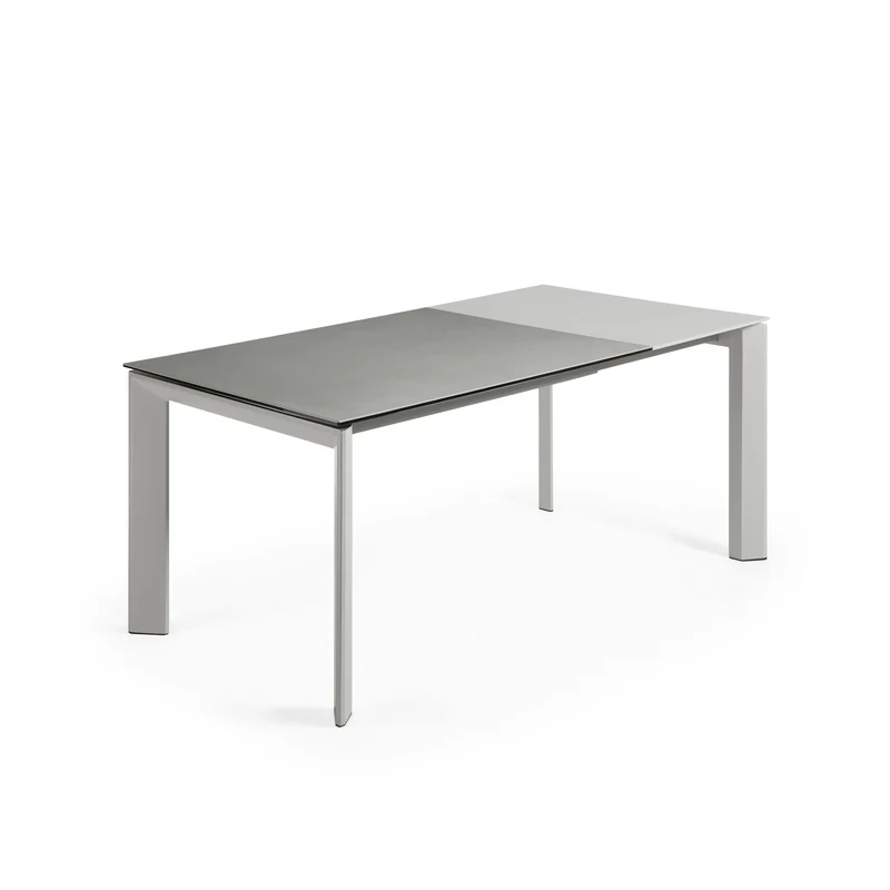 Axis extendable ceramic table with Hydra Plomo finish and grey steel legs 120 (180) cm