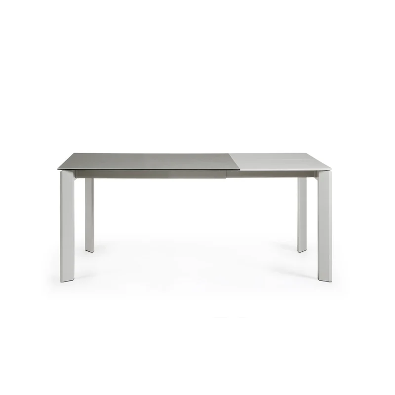 Axis extendable ceramic table with Hydra Plomo finish and grey steel legs 120 (180) cm