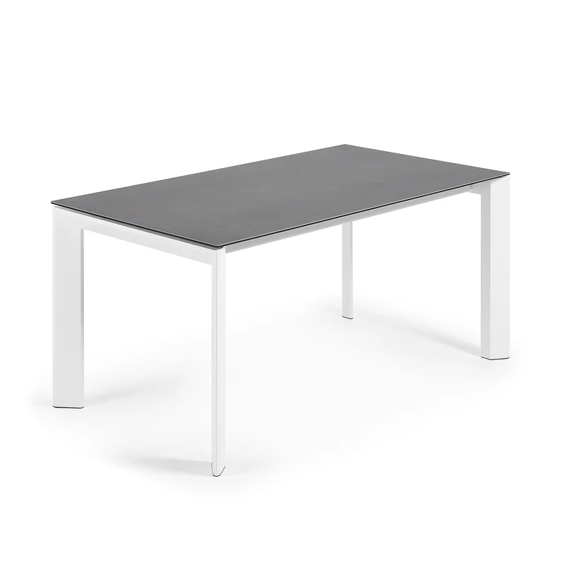 Axis porcelain extendable table in Volcano Rock finish with white legs 160 (220) cm