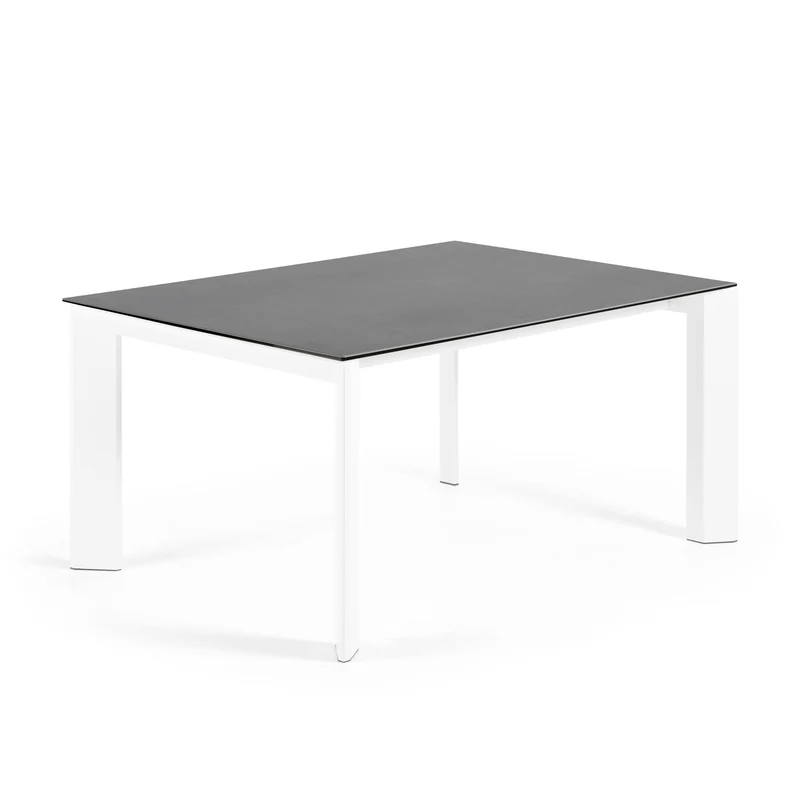 Axis porcelain extendable table in Volcano Rock finish with white legs 160 (220) cm