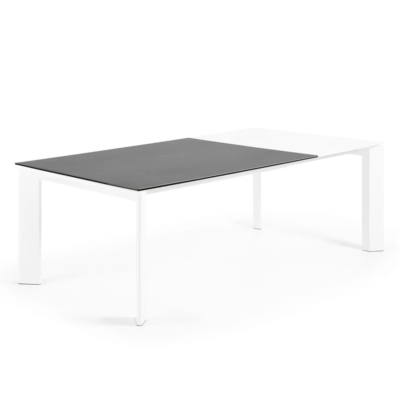 Axis porcelain extendable table in Volcano Rock finish with white legs 160 (220) cm