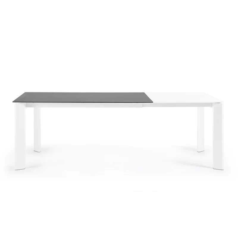 Axis porcelain extendable table in Volcano Rock finish with white legs 160 (220) cm