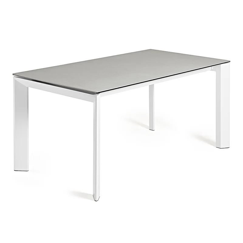 Axis porcelain extendable table in Hydra Lead finish with white legs 160 (220) cm