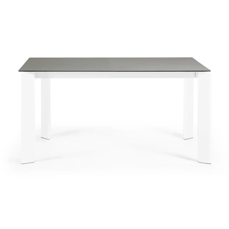 Axis porcelain extendable table in Hydra Lead finish with white legs 160 (220) cm