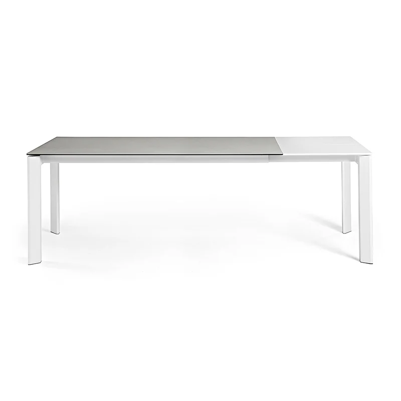 Axis porcelain extendable table in Hydra Lead finish with white legs 160 (220) cm