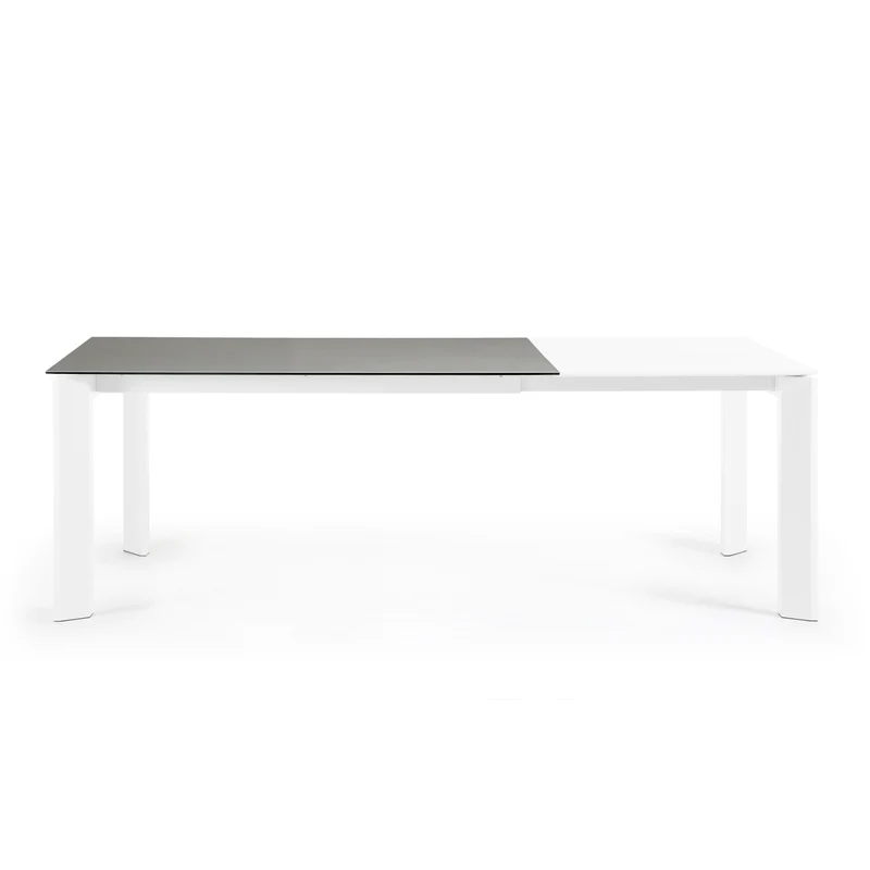 Axis porcelain extendable table in Hydra Lead finish with white legs 160 (220) cm