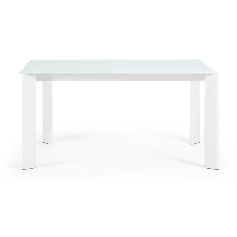 Axis white glass extendable table with white steel legs 160 (220) cm