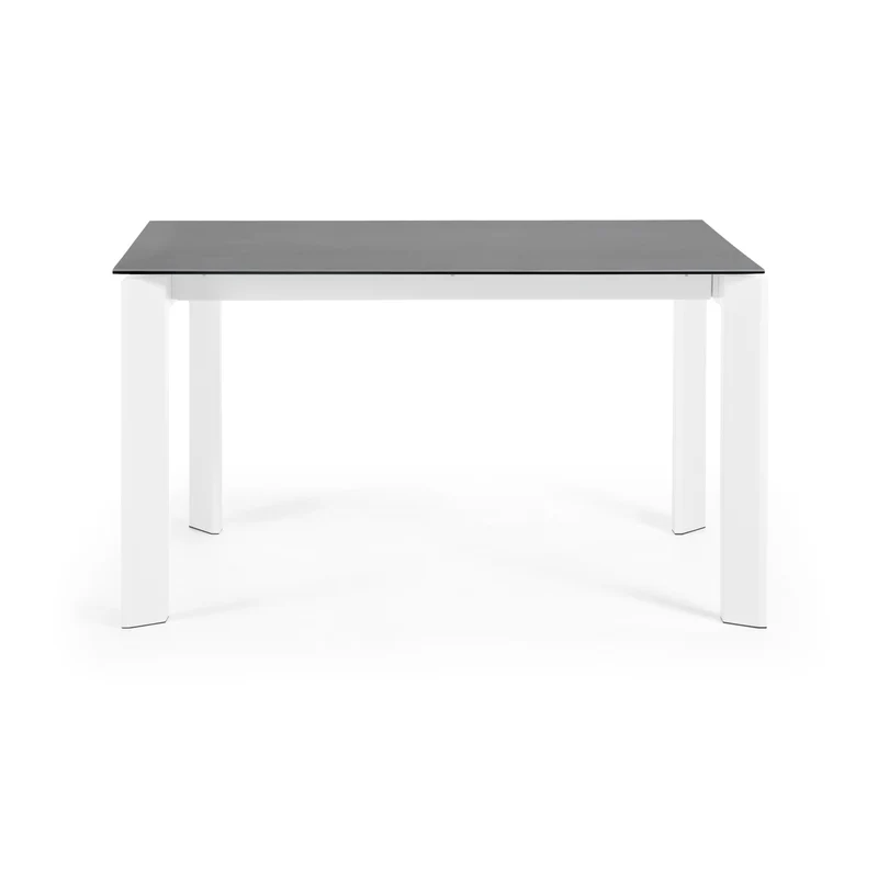 Axis porcelain extendable table in Volcano Rock finish with white steel legs 140 (200) cm