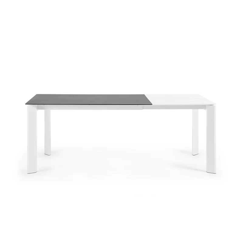 Axis porcelain extendable table in Volcano Rock finish with white steel legs 140 (200) cm