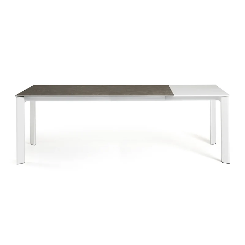 Axis porcelain extendable table in Volcano Ash finish with white steel legs 140 (200) cm