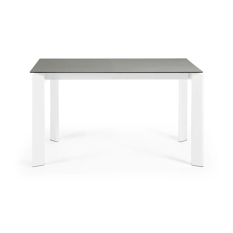 Axis porcelain extendable table in Hydra Lead finish with white steel legs 140 (200) cm