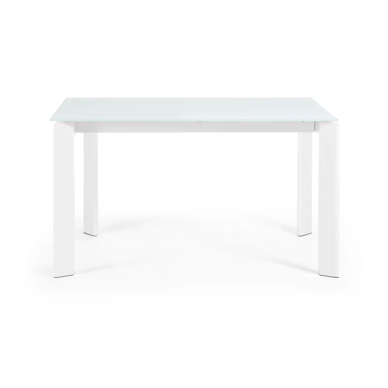 Axis white glass extendable table with white steel legs 140 (200) cm