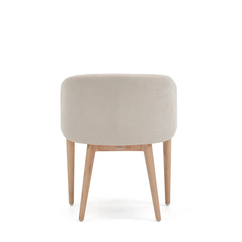 Harlan beige chenille chair with solid ash wood legs