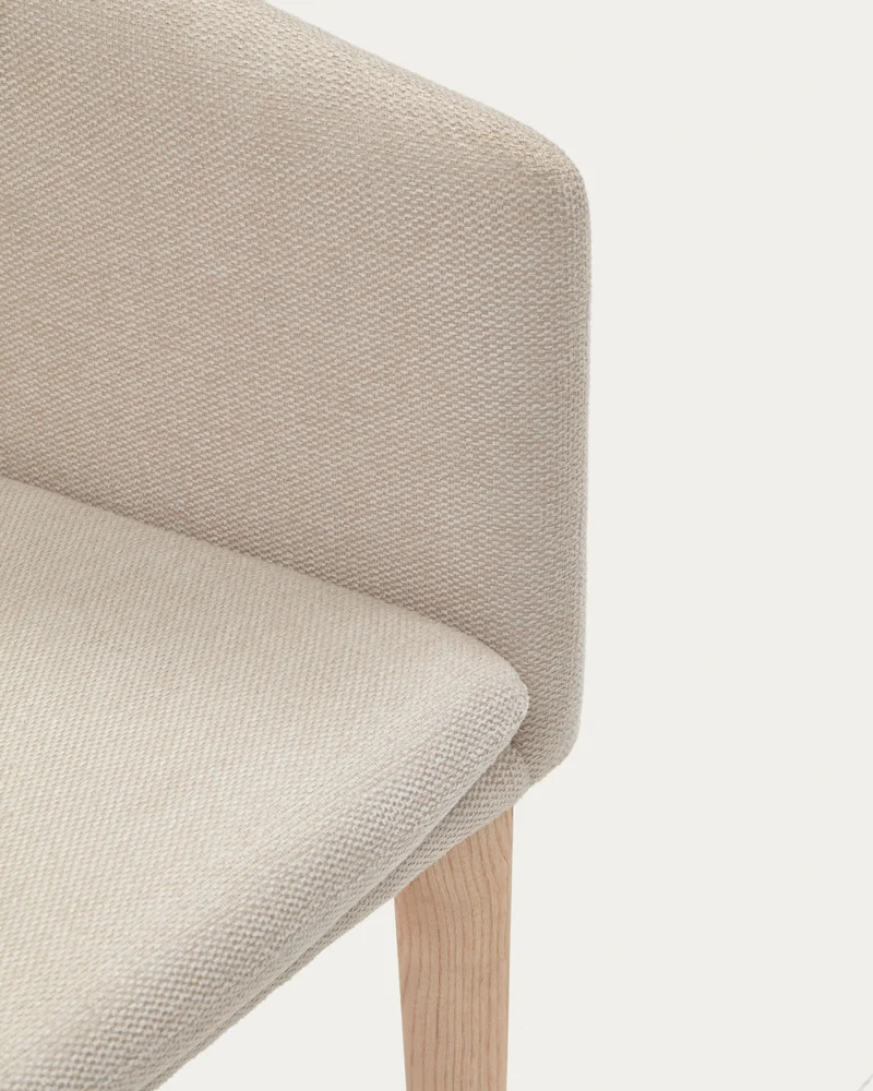Harlan beige chenille chair with solid ash wood legs