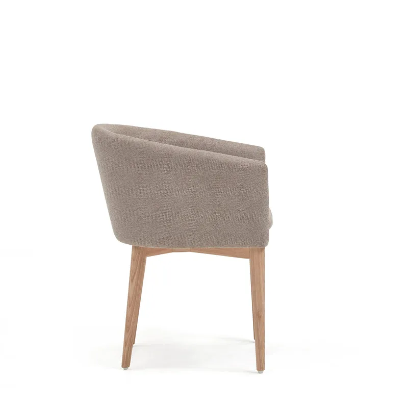 Harlan brown chenille chair with solid ash wood legs