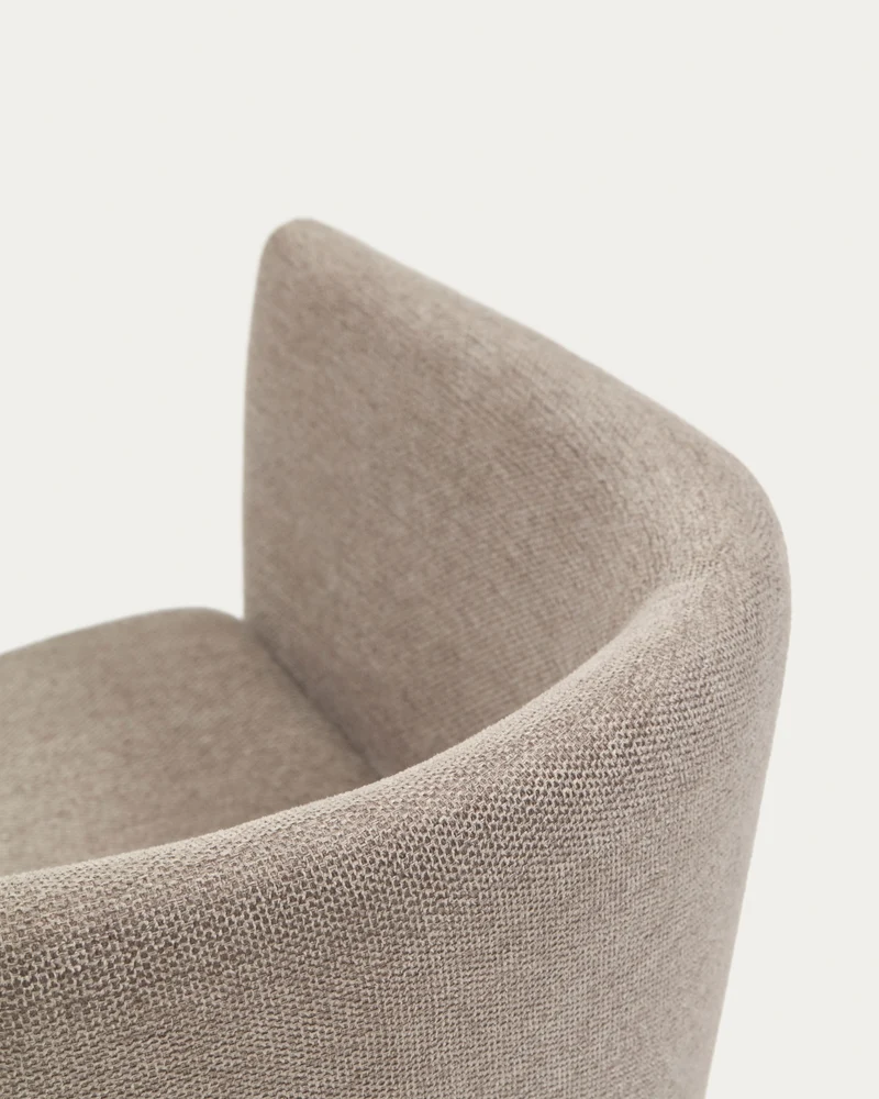 Harlan brown chenille chair with solid ash wood legs