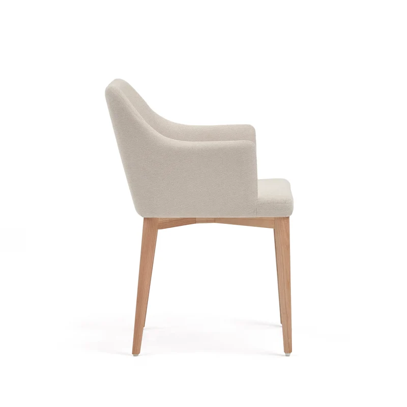 Croft chair in beige chenille with solid ash wood legs