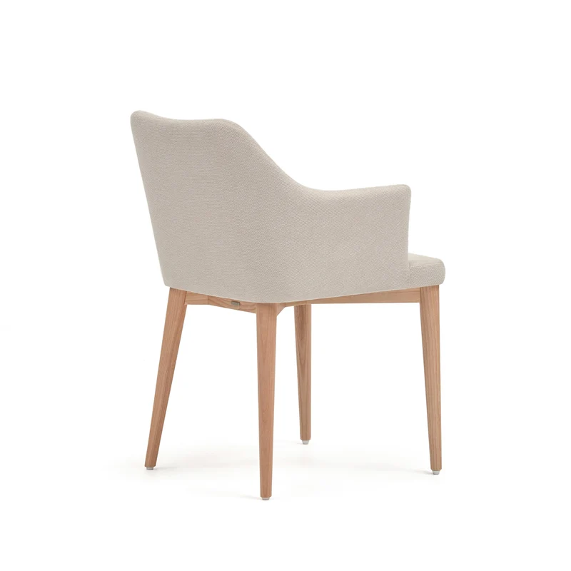 Croft chair in beige chenille with solid ash wood legs