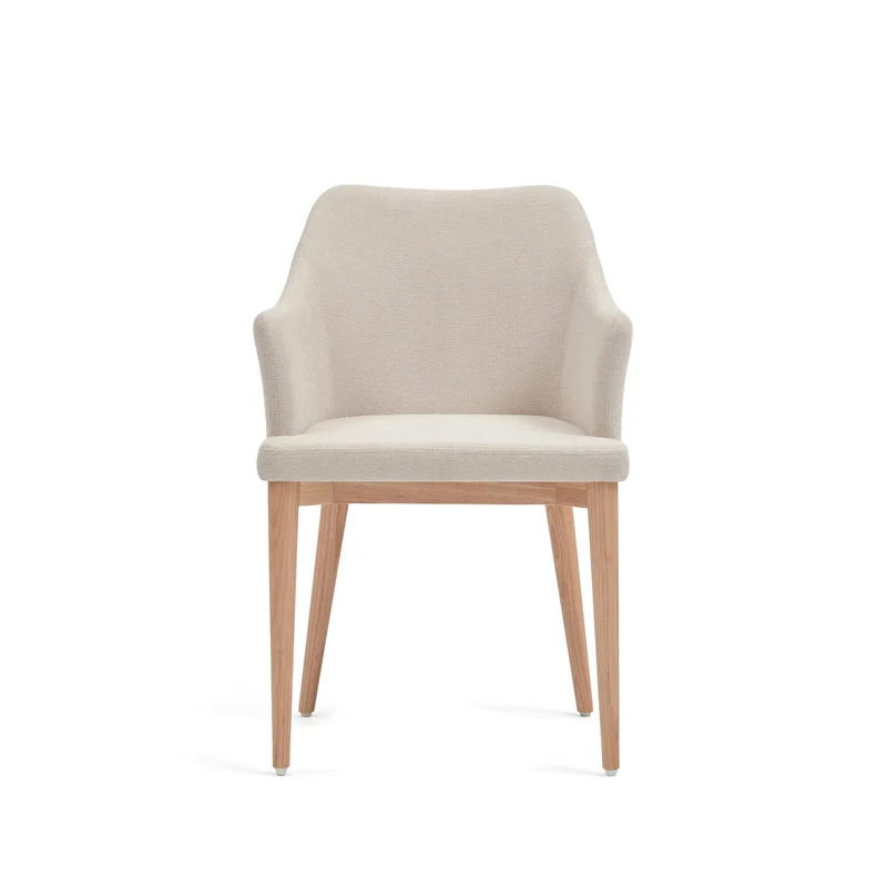 Croft chair in beige chenille with solid ash wood legs