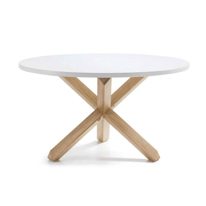 Lotus table in white with solid oak legs, Ø 120 cm