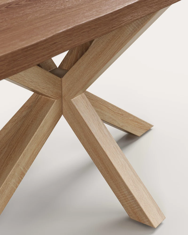 Argo table in aged oak veneer and wood-effect steel legs 160 x 90 cm
