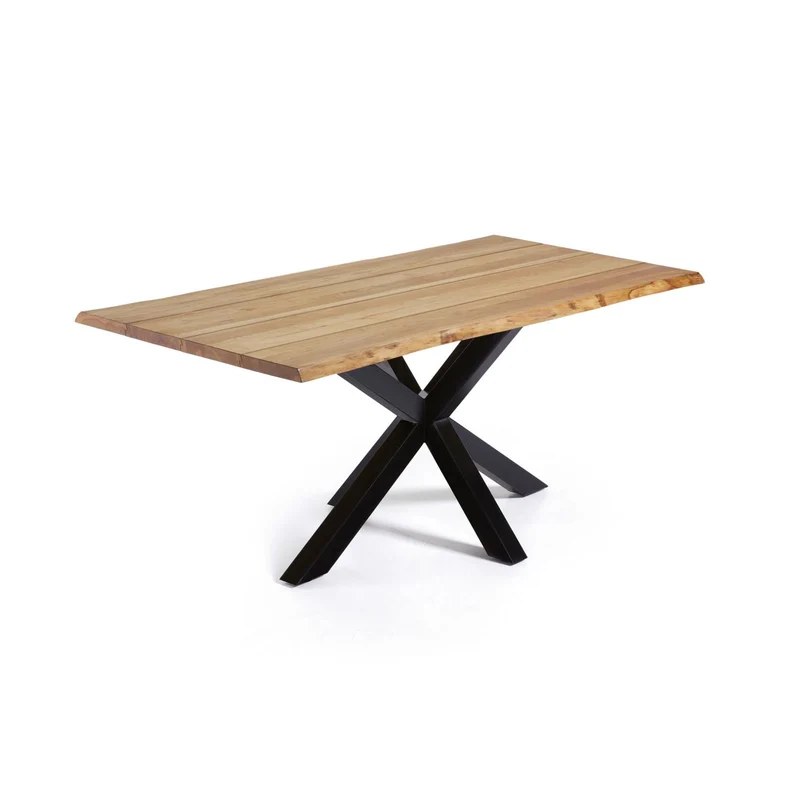 Argo oak veneer table with natural finish and steel legs with black finish 160 x 90 cm