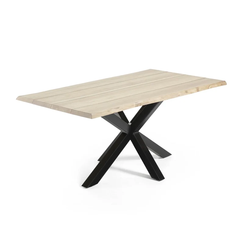 Argo table in whitewashed oak with steel legs with black finish 160 x 90 cm